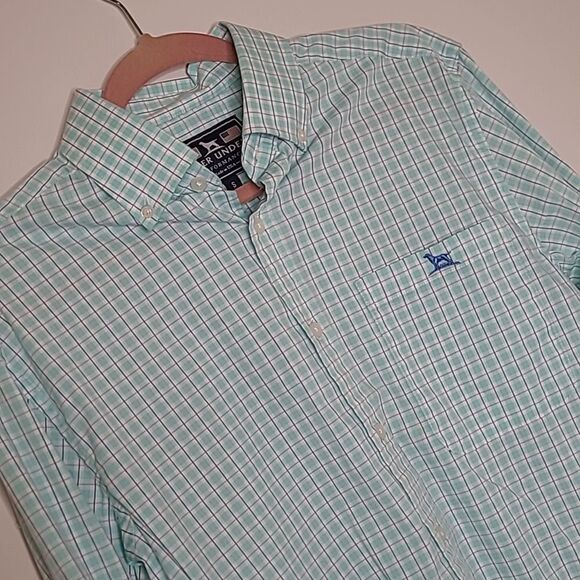 Over under performance  sz S plaid button front and collared shirt - Picture 2 of 9